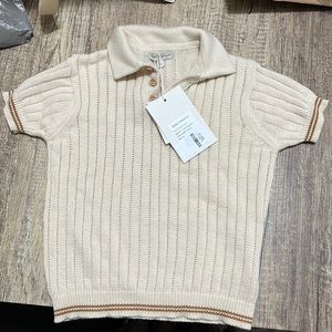 Bebe Organic Cream Boys Knit Short Sleeve Sweater/Blouse NWT size 6